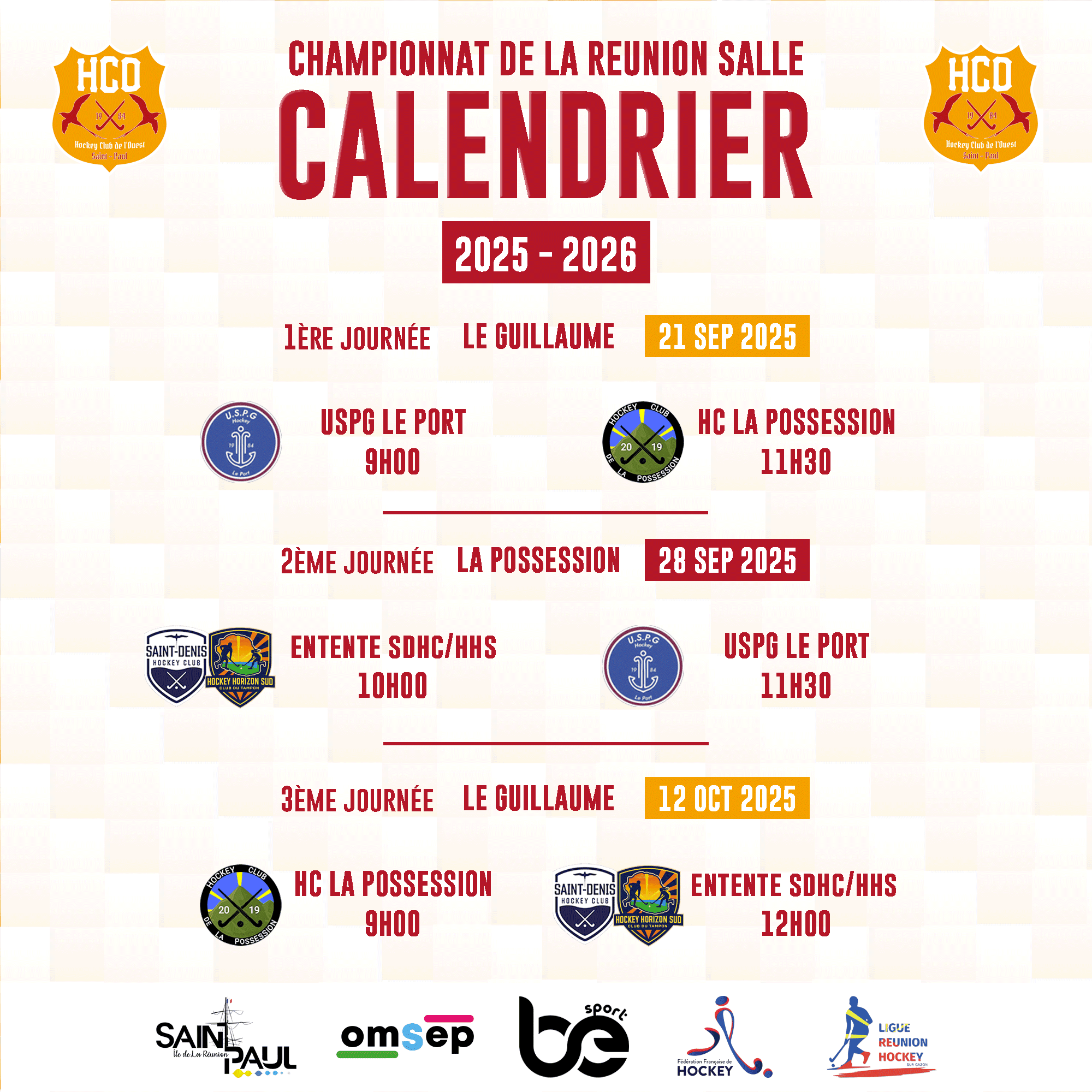 championnat-salle Calendrier du championnat de hockey en salle. 2025 - 2026